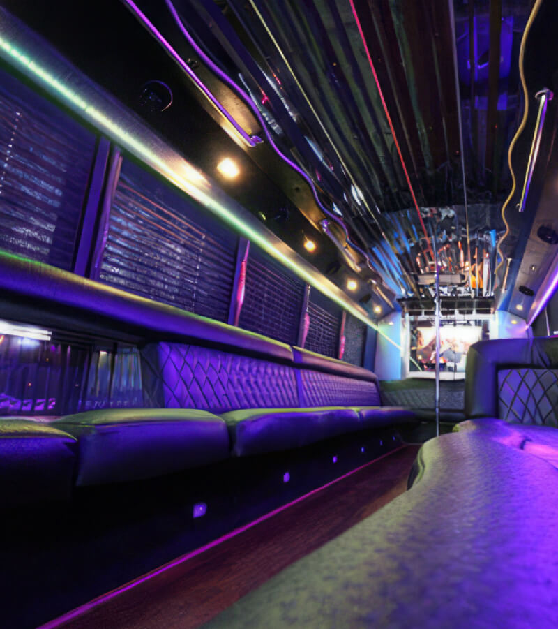 Flat-screen TV on party bus